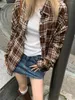 Blouses Femmes Alien Kitty Rétro Femmes Chemises Chic Plaid Mode Printemps 2024 Manches complètes Quotidien All Match Office Lady High Street Manteaux