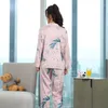 Womens sleepwear ins estilo rosa gelo seda pijama outono calças de mangas compridas terno de duas peças roupas domésticas 2992 entrega de gota appa otklv