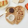 Piatti Vassoio in legno a forma di cuore Piatto da portata per tè e caffè Piatti di pane alla frutta di bambù Snack Dessert per la decorazione della casa