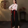 Chiński Dr Ancient Hanfu Kimo Black White Red Hanfu haft haft sztuki walki chiński styl taniec cosplay kostium Z7W9#