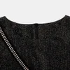 Ytl Shinning LG Sleeve O-deter-damek Plus size Diamd Diamd Decorati Elegancka jesienna koszula Blouse W041 C0FR#