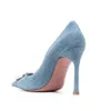 Luxurys Designer Women Evening Dress Shoes High Quality Crystal-Embellished Denim High Heels Pumps For Women 10.5CM