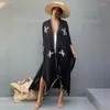 WeHello пляжная накидка длинное кимоно для женщин летний купальник накидка однотонная модная туника платья купальные костюмы кардиган шаль