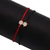 Charm-Armbänder, weißes Kubikzirkonia-Kupfer, kleines süßes sechseckiges Glücksarmband, 2024, trendiges CZ-Sechseck, rote Schnur, handgefertigtes Schmuckgeschenk