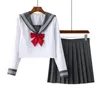 Grijs Schoolmeisje Uniform Japanse Klasse Marine Sailor Schooluniformen 2021 Studenten Kleding Voor Meisjes Anime Cos Sailor Marine Pak P72o #