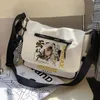 Anime Genshin Impact Xiao Hutao Badges Sac à bandoulière Sac à main Noir Blanc Menger Carto Frt Zipper Bandoulière S77O #