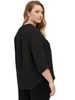 Plus Size Elegante Fi Estate Primavera arrotolata manica Camicetta Donna Nero con scollo a V Office Chiff Camicetta Camicia di grandi dimensioni 8XL u1Df #