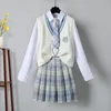 Otoño Primavera Japonés Suave Chica Bordado Jk Uniforme Chaleco Falda Chica Estudiante Suéter Británico Chaleco de punto Princ Tea Party F0v0 #