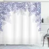 Shower Curtains 3D Blue Floral Curtain Liner Lavender Lilac Flowers In Blossom Vernal Season Soothing Color Shades Fabric