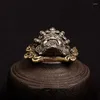 Dekorativa figurer Kinesiska Tibet Bronze Copper Mahakala Wrathful gudom Buddhism Head Mask Pendant