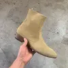 Boots New Color Suede Leather Wedge Zipper Boots Real Leather Slim Fit Dress Man Causal Botas