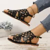 Casual Shoes In Summer Butterfly Hollow Design For Women Retro Roman Low Heel 2024 Sandals Zapatos Para Mujeres