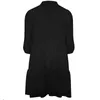 plus Size Butt Down Elegant Spring Autumn Tunic Tops Women 3/4 Sleeve V-neck Smock Blouse Tops Black Loose Tiered T Shirt 6XL t6Rk#