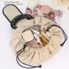 Kvinnor PU LEATHER Drawstring Makeup Bag Waterproof Travel Cosmetic Organizer Pouch Beauty Toalettet Satser Lagring utgör W Bag P6BJ#