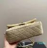 stranddesigner väskor kvinnor axelväska 25 cm halmguld hårdvara handväska kedja crossbody hobo väska klassiker