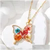 Chaînes Colorf Fleur Séchée Papillon En Forme De Pendentif Collier Pour Femmes Filles Doux Délicat Résine Géométrique Collier Bijoux Drop Deli otkcf