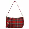 Femmes Fi Sac à bandoulière Punk Tartan Check Sac de transport élégant Sac à carreaux simple avec 2 sangles fourre-tout sac à main a6gn #