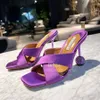 Aquazzura Strass Dekoration Hausschuhe Slides Kristall Seide Stiletto Heels Sandalen für Damen Luxus Designer Sandalen Strass Dinner Party Schuhe Mit Box