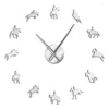 Horloges murales horloge bricolage moderne sport course de chevaux acrylique miroir surface montre équitation spectacle créatif décor à la maison