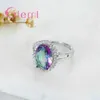 Anéis de cluster elegante na moda anel de luxo 925 prata esterlina roxo zircônia cúbica mulheres aniversário festa de casamento jóias presente da menina