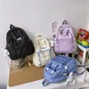 Sacs d'école grande capacité lavande sacs à dos femmes coréen maille sac à dos étanche pour adolescente filles ordinateur portable voyage Mochila