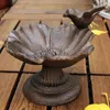 Decorative Figurines American Country Style Bird Around Circle Flower Footed Design Cast Iron Metal Feeder Bowl Tray