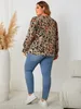 women's Lg Puff Sleeves Chiff Top V-Neck Lace Loose Shirt Multicolor Floral Printed Blouse Plus Size 3XL 4XL Spring Autumn Y42z#