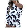 Womens Blouses Shirts Summer Women Leopard Blouse Long Sleeve Shirt Ladies Round Neck Loose Casual Plover Tops Cas Female Clothing Tun Dhsdw