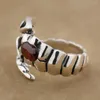 Anneaux de cluster 925 Sterling Silver Rouge CZ Stone Tribal Scorpion Mens Biker Ring 9D002