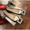 Loafers 2023 Summer Square Toe Rhinestone Flat Shoes Comfortable Casual Ballet Women Shoes Shallow Elegant Scarpe donna