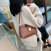 temperament Women's Handbag New Mo Bag Vintage PU Leather Versatile Black One Shoulder Underarm Bag m8Zt#