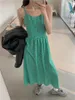 Casual Dresses Alien Kitty Green Slip Dress Holiday Women Summer Florals Sweet Gentle 2024 Chic Printed Slim A-Line Fashion Sleeveless