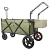 Camp Furniture Large Outdoor Camping Wagon Carts With PU Wheel Stainless Steel Industrial Shopping Use Folding Wagon YQ240330