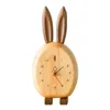 Relógios de mesa dos desenhos animados relógio de mesa digital agulha cronômetro mudo madeira maciça estudante crianças relógio de cabeceira mini alarme de madeira presentes