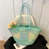 Bolso de mano de diseñador Moda de verano Rattan Mujeres Hombro Tejido Bolsos femeninos Gran capacidad Verano Playa Bolsas de paja Casual Totes Monederos