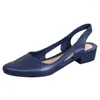 Scarpe eleganti Sandali in gelatina Donna Punta a punta Chunky Med Tacchi alti Infradito Slingback Casual Candy Sandali da spiaggia antiscivolo