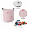 Waszakken Valentijnsdag Liefde Roos Textuur Roze Opvouwbare Mand Kinderspeelgoedopslag Waterdichte kamer Vuile kledingorganizer