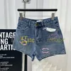 Designer mulheres shorts jeans de verão letra de bordado curto respirável