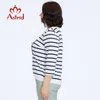 Astrid Autumn Women's T-shirt 2023 Casual Cott Top Female Plus Size Stripes Tees Rope Diamd Craft LG Sleeve Women Clothing D16T#
