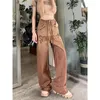 Dżinsy damskie Y2K Brown Vintage Hip Hop Denim Denim Pants Female Street Street Style Spodery Kobiety Ubrania wysokiej prostej nogi