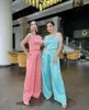 Parti Elbiseleri Fashionvane 2024 Vestidos Prom İki Parça Pantolon Takımları Kadınlar Tüyler Giymek