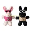 Keychains eleganta glasögon Keyring Charm Plush Bunnys Pendant Bag Accessory C9GF