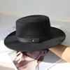 Ampla Brim Chapéus Bucket Camel Fedora Chapéu Francês Top Outono e Inverno Britânico Cinto De Couro Vintage Imitação De Lã Jazz Ha H240330