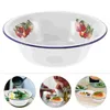 Dijkartikelen sets Email Basin Vintage Bowl Retro Flatare Rice Pot Noodle Storage Salad