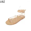 Chaussures décontractées UBZ talon bas à lacets sandale été plat bande étroite Zapatos Mujer chaussure mode femmes sandales