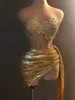 Gold Sparkly Hot Forage Proc Rhineste Femmes Dr Backl Stage Wear Dance Event Drag Queen Costume 57sb #