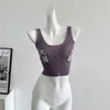 Women's Tanks Purple Cute Bear Crop Top Vintage Y2k Camisole Fashion Streetwear Casual Corset Sexy Off Shoulder Vest 2000s Clothes