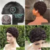 Lace Wigs Afro Hairstyle Pixie Curls Wig Human Hair Short Taper Cut Bob Hine Made Natural Scalp Women Daily Use Hd Frontal Drop Delive Ot2Nh