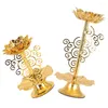 Candle Holders 2pcs Lotus Shape Holder Antique Buddha Offering Decors