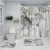 Douchegordijnen Marmeren Gordijn Zwart Witte Textuur Verguld Kleurrijk Roze Paars Groen Moderne Creatieve Vloermat Toilet Cover Badkamer Decor